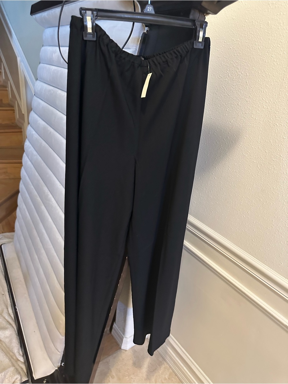 Black Wide-Leg Pull-On Pants